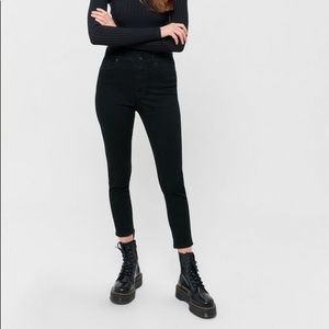 High Rise Black Skinny Jeans (cropped)